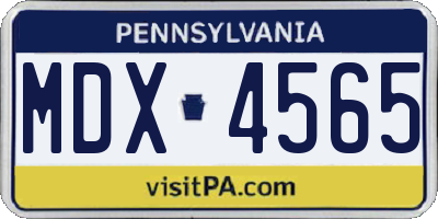 PA license plate MDX4565