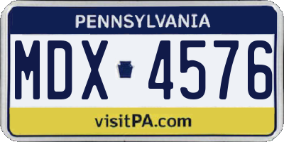 PA license plate MDX4576