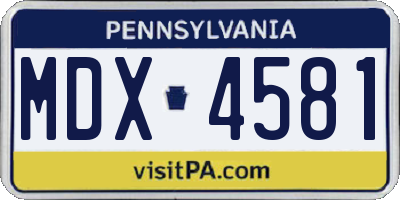 PA license plate MDX4581