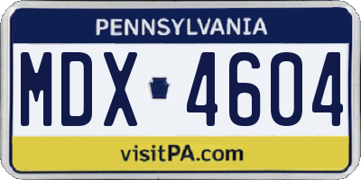 PA license plate MDX4604