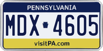 PA license plate MDX4605
