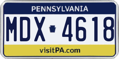 PA license plate MDX4618