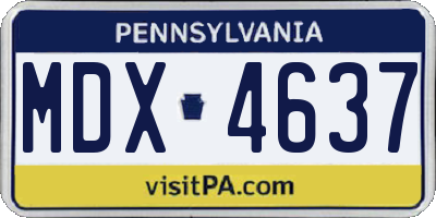 PA license plate MDX4637
