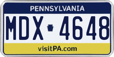 PA license plate MDX4648