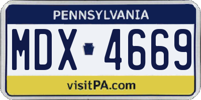 PA license plate MDX4669
