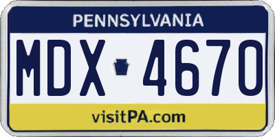 PA license plate MDX4670