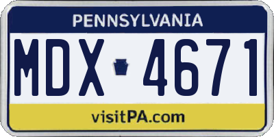 PA license plate MDX4671