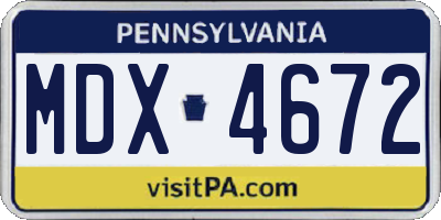 PA license plate MDX4672