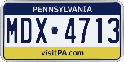 PA license plate MDX4713