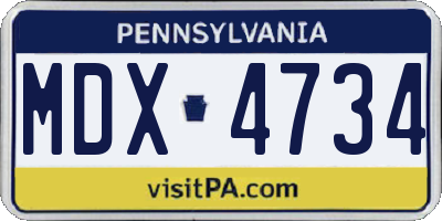 PA license plate MDX4734