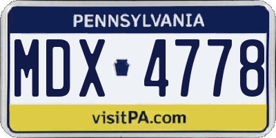 PA license plate MDX4778