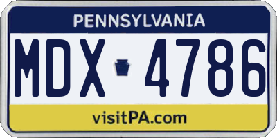 PA license plate MDX4786