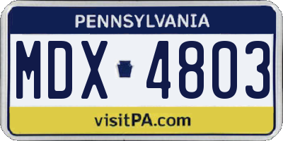 PA license plate MDX4803