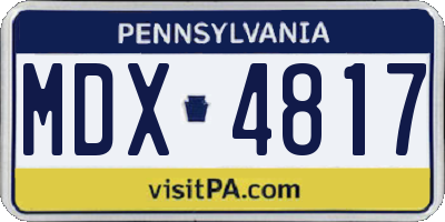 PA license plate MDX4817