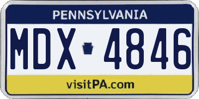 PA license plate MDX4846