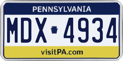 PA license plate MDX4934