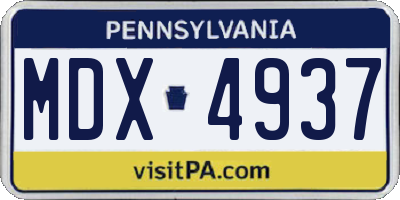PA license plate MDX4937