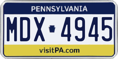 PA license plate MDX4945