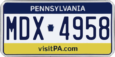 PA license plate MDX4958