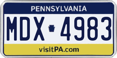 PA license plate MDX4983