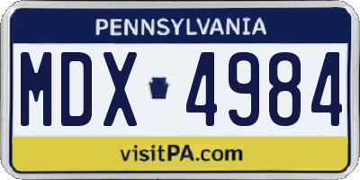 PA license plate MDX4984
