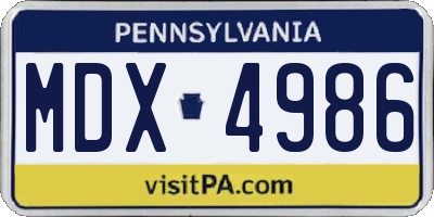 PA license plate MDX4986