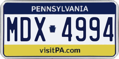 PA license plate MDX4994