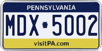 PA license plate MDX5002