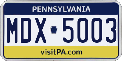 PA license plate MDX5003