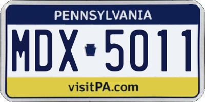 PA license plate MDX5011