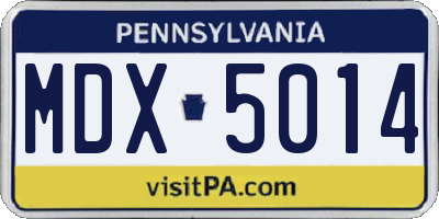 PA license plate MDX5014