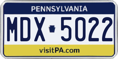PA license plate MDX5022
