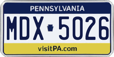 PA license plate MDX5026