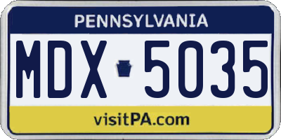 PA license plate MDX5035