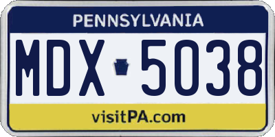 PA license plate MDX5038