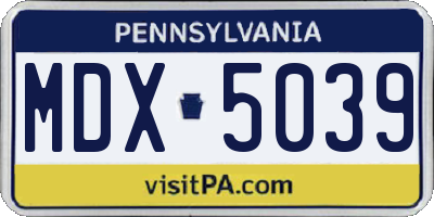PA license plate MDX5039