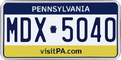 PA license plate MDX5040