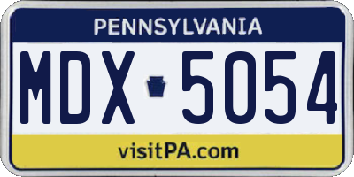 PA license plate MDX5054