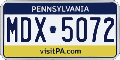 PA license plate MDX5072