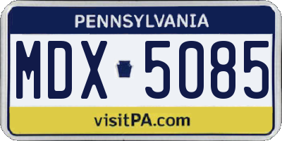 PA license plate MDX5085