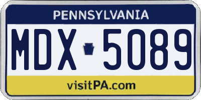 PA license plate MDX5089