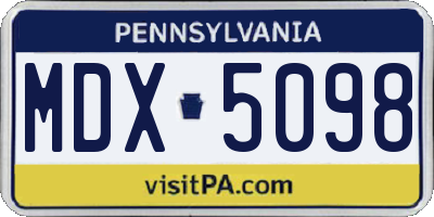 PA license plate MDX5098