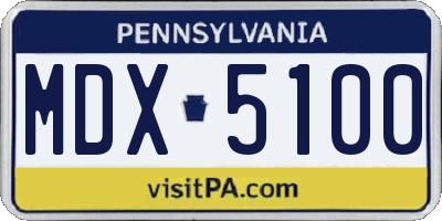 PA license plate MDX5100