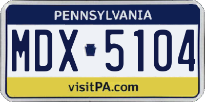 PA license plate MDX5104