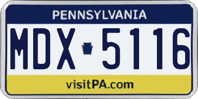 PA license plate MDX5116