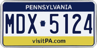 PA license plate MDX5124