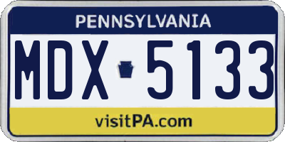 PA license plate MDX5133