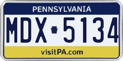 PA license plate MDX5134