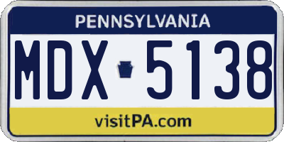 PA license plate MDX5138