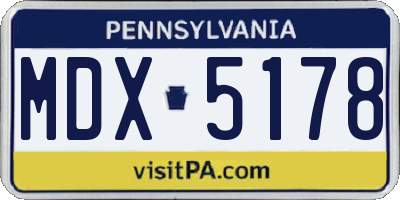 PA license plate MDX5178